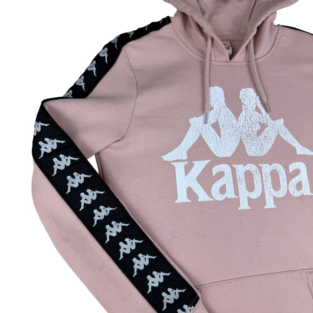 Kappa Pink Hoodie Women's Medium Logo Tape Hooded Sweatshirt Casual Streetwear - Picture 4 of 12